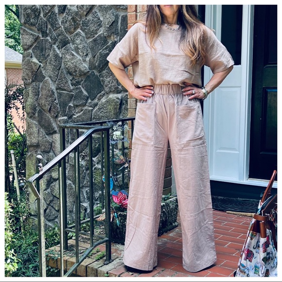 Most Fabulous Woven Cotton Front Pocket Pull on Wide Leg Pants - Picture 8 of 11